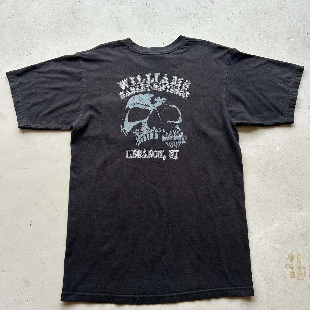 Vintage 2008 Harley-Davidson Williams Lebanon, NJ Skull Pocket T-Shirt Size L